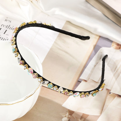 Haimeikang Retro Beaded Hairband Shiny Women Headband Hair Accessories Wide Simple Crystal Hair Hoop Head Band Girls Hairbands