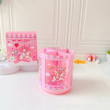 Cartoon Sanrio Makeup Brush Pen Holder Canister Send Stickers Kuromi Cinnamoroll Anime Figure My Melody Hello Kittys Girl Gift