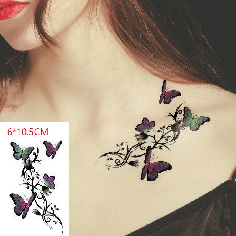 Waterproof Temporary Tattoo Sticker sexy baby&#39;s breath flower tatto small birds gun feather Water Transfer fake flash tatoo