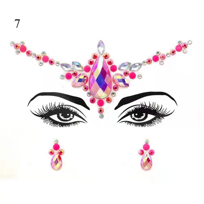 3D Crystal Tattoo Sticker Drill Stickers Eyes Sticker Party Face Stickers Face Decoration Diamond Masquerade Temporary Tattoo