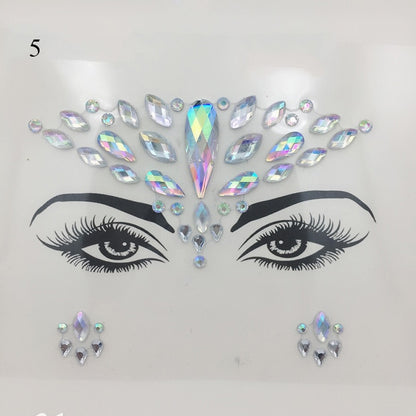 3D Crystal Tattoo Sticker Drill Stickers Eyes Sticker Party Face Stickers Face Decoration Diamond Masquerade Temporary Tattoo