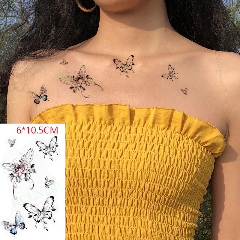 Waterproof Temporary Tattoo Sticker sexy baby&#39;s breath flower tatto small birds gun feather Water Transfer fake flash tatoo