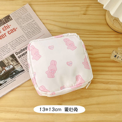 Women Girls Kawaii Cosmetic Makeup Tampon Bear Napkin Pouch Storage Bag Coin Purse Sanitary Pads Bag Mini Data Cables Organizer