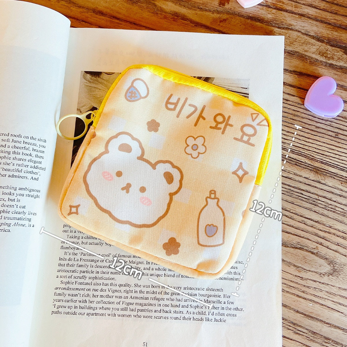 Women Girls Kawaii Cosmetic Makeup Tampon Bear Napkin Pouch Storage Bag Coin Purse Sanitary Pads Bag Mini Data Cables Organizer