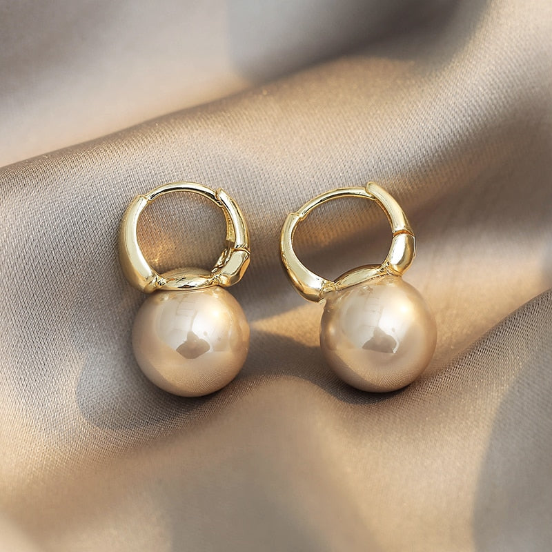 New Simple Celebrity Style Gold Color Pearl Drop Earrings For Woman 2021 Korean Fashion Jewelry Wedding Girl's Sweet Accessories