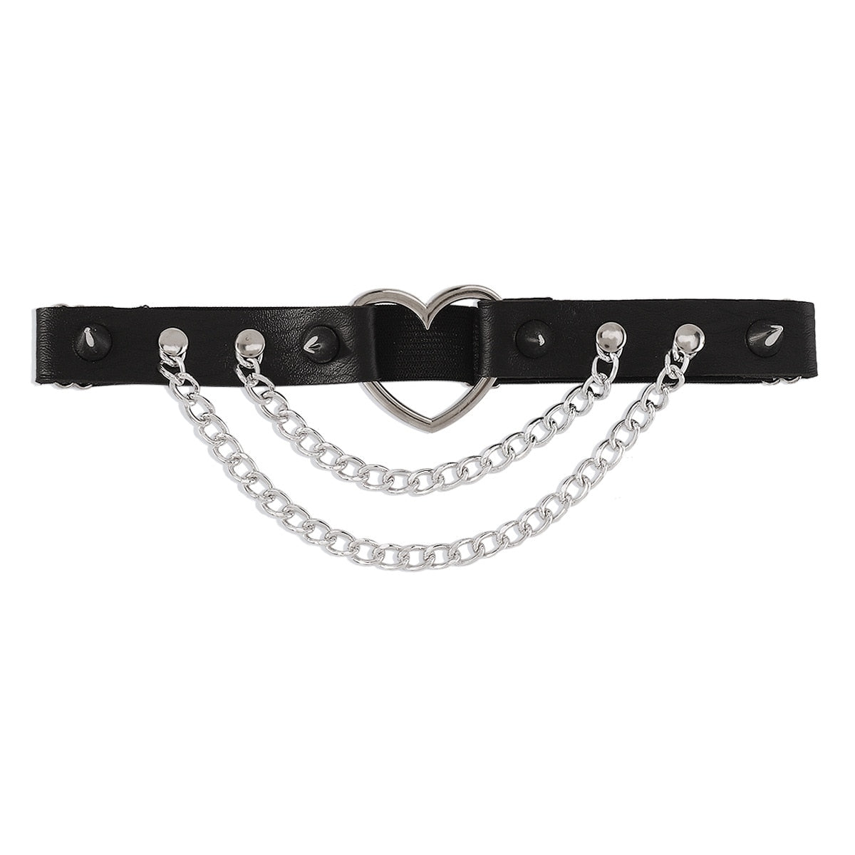 Sexy Leg Chain Leather  Elastic Spiked Leg Harness For Women Girls Goth Heart Thigh Garter Belt Rave Body Jewelry