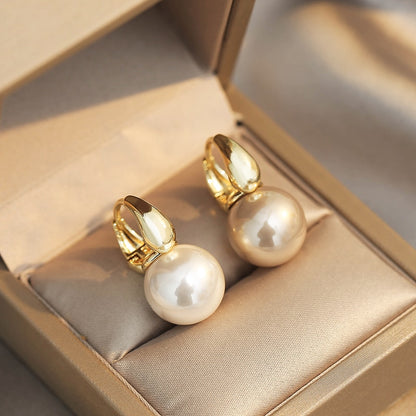 New Simple Celebrity Style Gold Color Pearl Drop Earrings For Woman 2021 Korean Fashion Jewelry Wedding Girl's Sweet Accessories