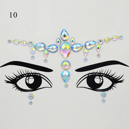 3D Crystal Tattoo Sticker Drill Stickers Eyes Sticker Party Face Stickers Face Decoration Diamond Masquerade Temporary Tattoo