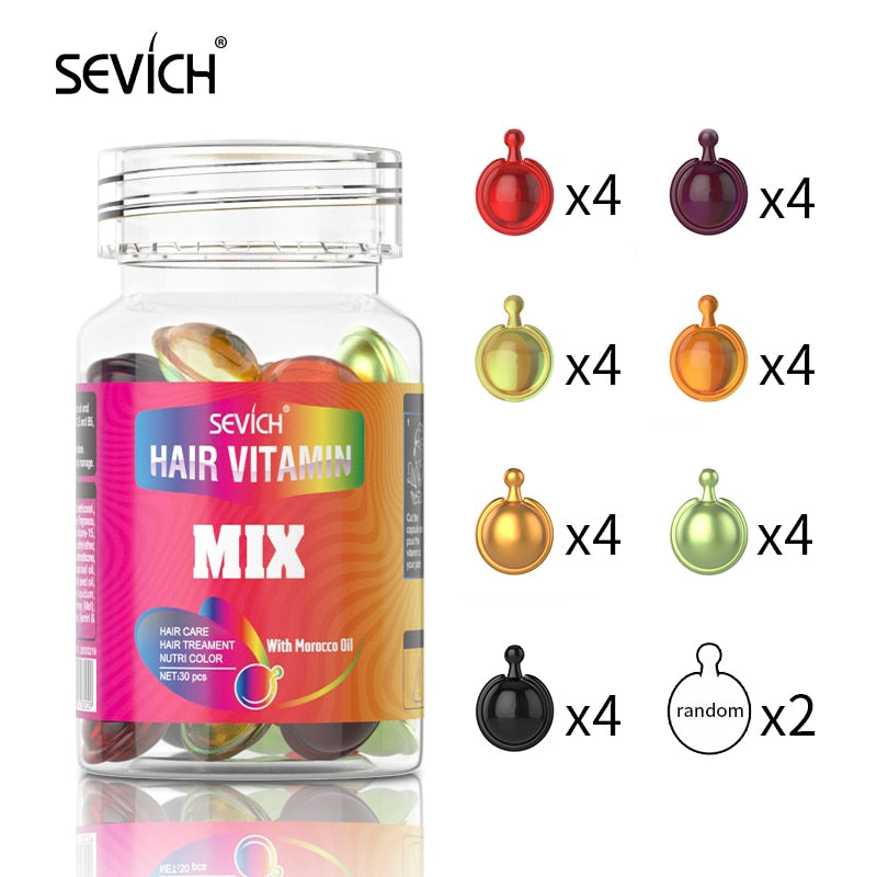 Sevich Smooth Silky Hair Vitamin Capsule Keratin Complex Oil Hair Care Repair Damaged Hair Serum Anti-Loss Moroccan Hair Oil