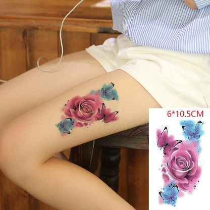 Waterproof Temporary Tattoo Sticker sexy baby&#39;s breath flower tatto small birds gun feather Water Transfer fake flash tatoo