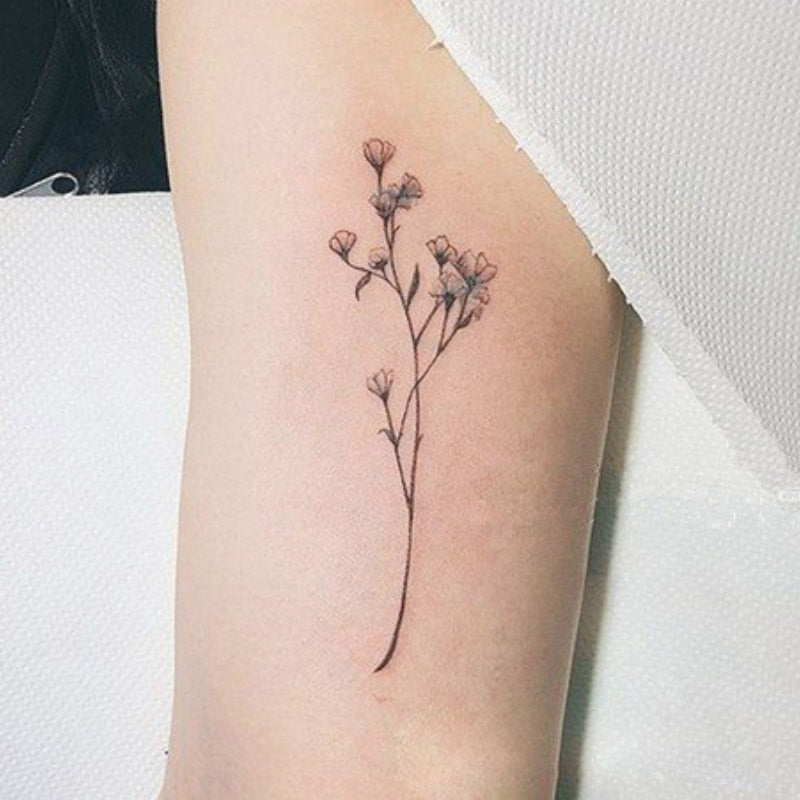 Waterproof Temporary Tattoo Sticker sexy baby&#39;s breath flower tatto small birds gun feather Water Transfer fake flash tatoo