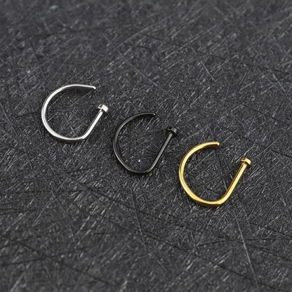 Women Men Fake Piering Nose Ring Earrings Fashion punk Non Piercing Nose Clip Stainless Steel Perforation Septum Body Jewelry