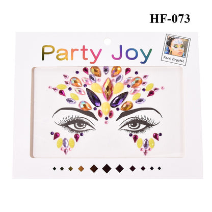 3D Crystal Tattoo Sticker Drill Stickers Eyes Sticker Party Face Stickers Face Decoration Diamond Masquerade Temporary Tattoo