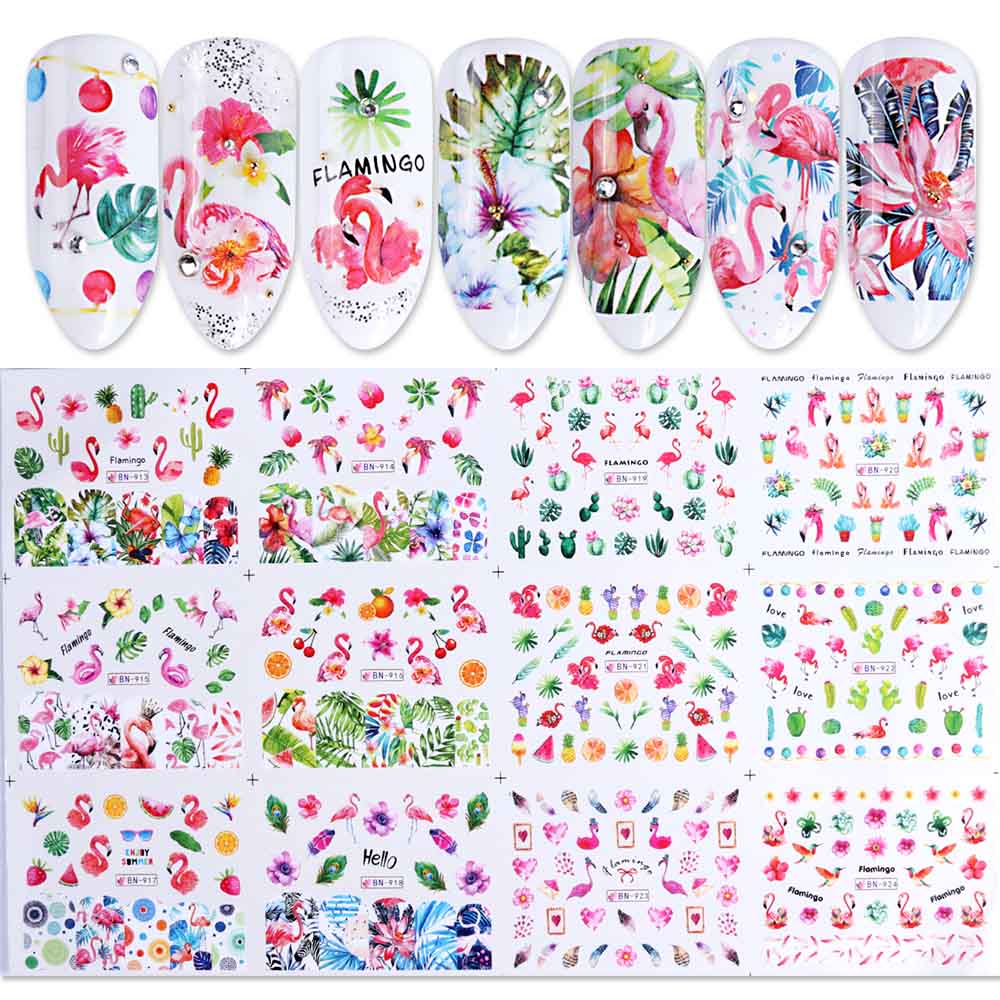 New Leopard Print Stickers For Nails Wild Animal Texture Cute Cows Designs Nail Tattoo Watermark Transfer Sliders NTBN2281-2292