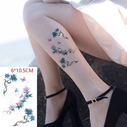 Waterproof Temporary Tattoo Sticker sexy baby&#39;s breath flower tatto small birds gun feather Water Transfer fake flash tatoo