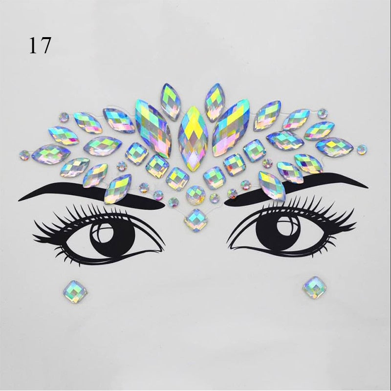 3D Crystal Tattoo Sticker Drill Stickers Eyes Sticker Party Face Stickers Face Decoration Diamond Masquerade Temporary Tattoo