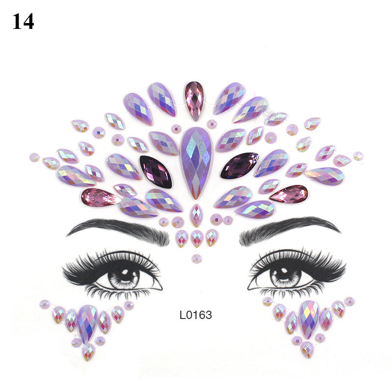 3D Crystal Tattoo Sticker Drill Stickers Eyes Sticker Party Face Stickers Face Decoration Diamond Masquerade Temporary Tattoo