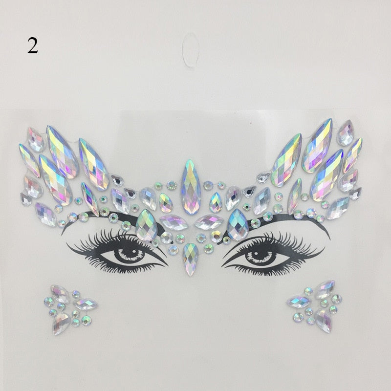 3D Crystal Tattoo Sticker Drill Stickers Eyes Sticker Party Face Stickers Face Decoration Diamond Masquerade Temporary Tattoo