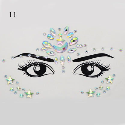 3D Crystal Tattoo Sticker Drill Stickers Eyes Sticker Party Face Stickers Face Decoration Diamond Masquerade Temporary Tattoo