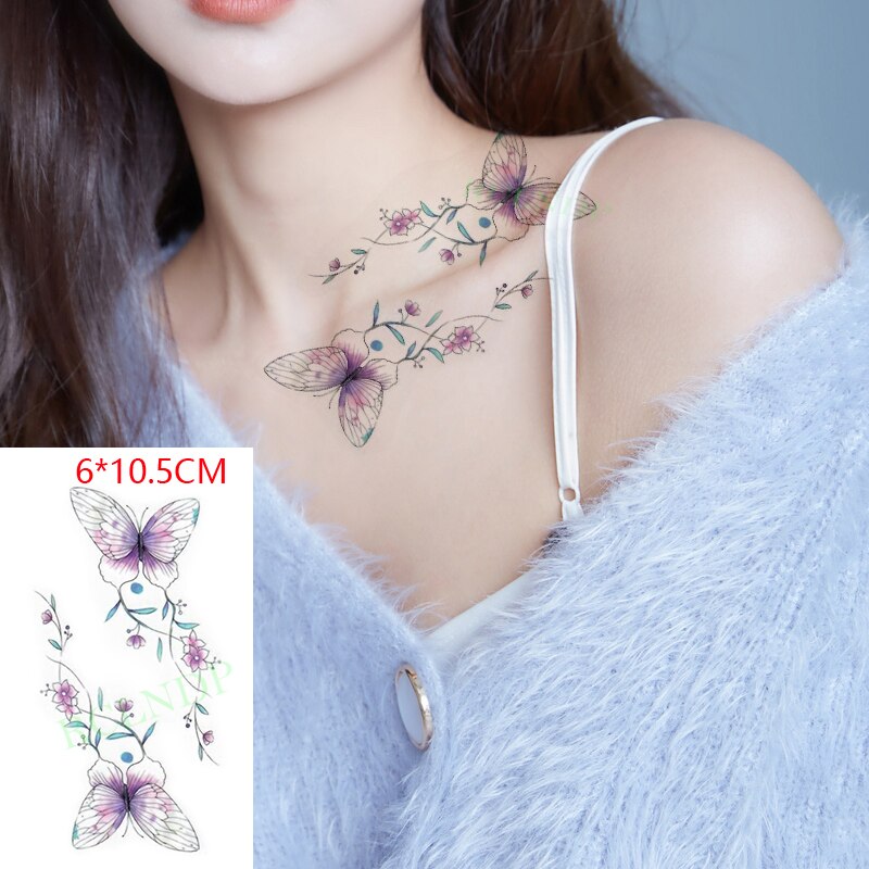 Waterproof Temporary Tattoo Sticker sexy baby&#39;s breath flower tatto small birds gun feather Water Transfer fake flash tatoo