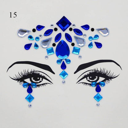 3D Crystal Tattoo Sticker Drill Stickers Eyes Sticker Party Face Stickers Face Decoration Diamond Masquerade Temporary Tattoo