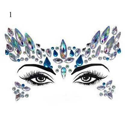 3D Crystal Tattoo Sticker Drill Stickers Eyes Sticker Party Face Stickers Face Decoration Diamond Masquerade Temporary Tattoo