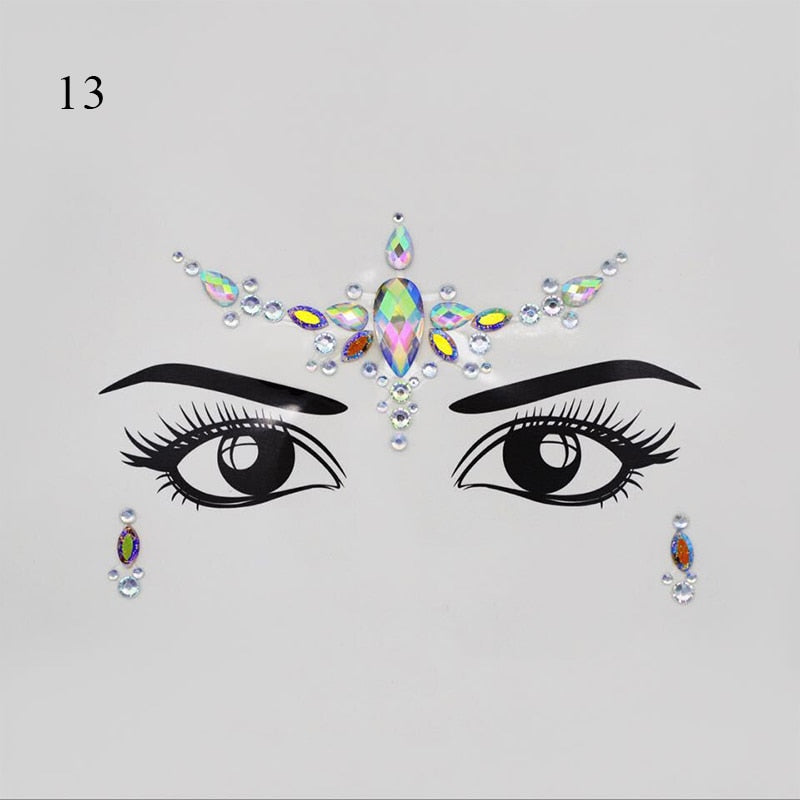 3D Crystal Tattoo Sticker Drill Stickers Eyes Sticker Party Face Stickers Face Decoration Diamond Masquerade Temporary Tattoo