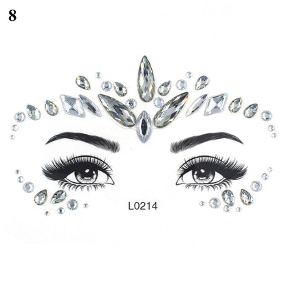 3D Crystal Tattoo Sticker Drill Stickers Eyes Sticker Party Face Stickers Face Decoration Diamond Masquerade Temporary Tattoo