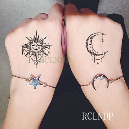 Waterproof Temporary Tattoo Sticker curved moon eclipse tatto flash tatoo fake tattoos for men women