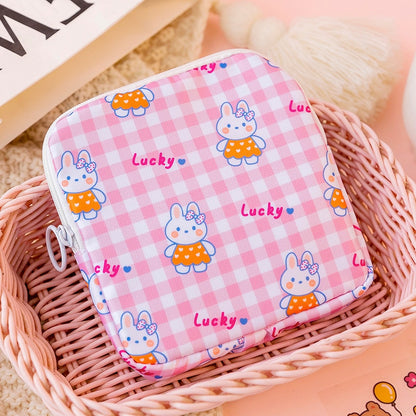 Women Girls Kawaii Cosmetic Makeup Tampon Bear Napkin Pouch Storage Bag Coin Purse Sanitary Pads Bag Mini Data Cables Organizer