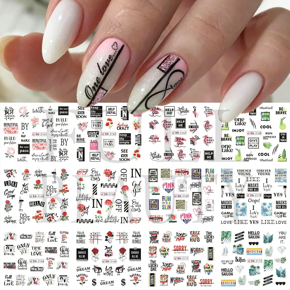 New Leopard Print Stickers For Nails Wild Animal Texture Cute Cows Designs Nail Tattoo Watermark Transfer Sliders NTBN2281-2292