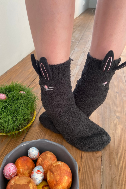 FUNNY BUNNY dark grey socks for women